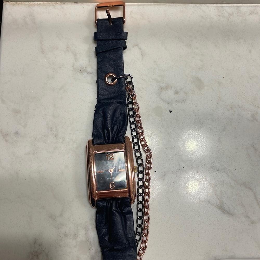 Black and copper watch